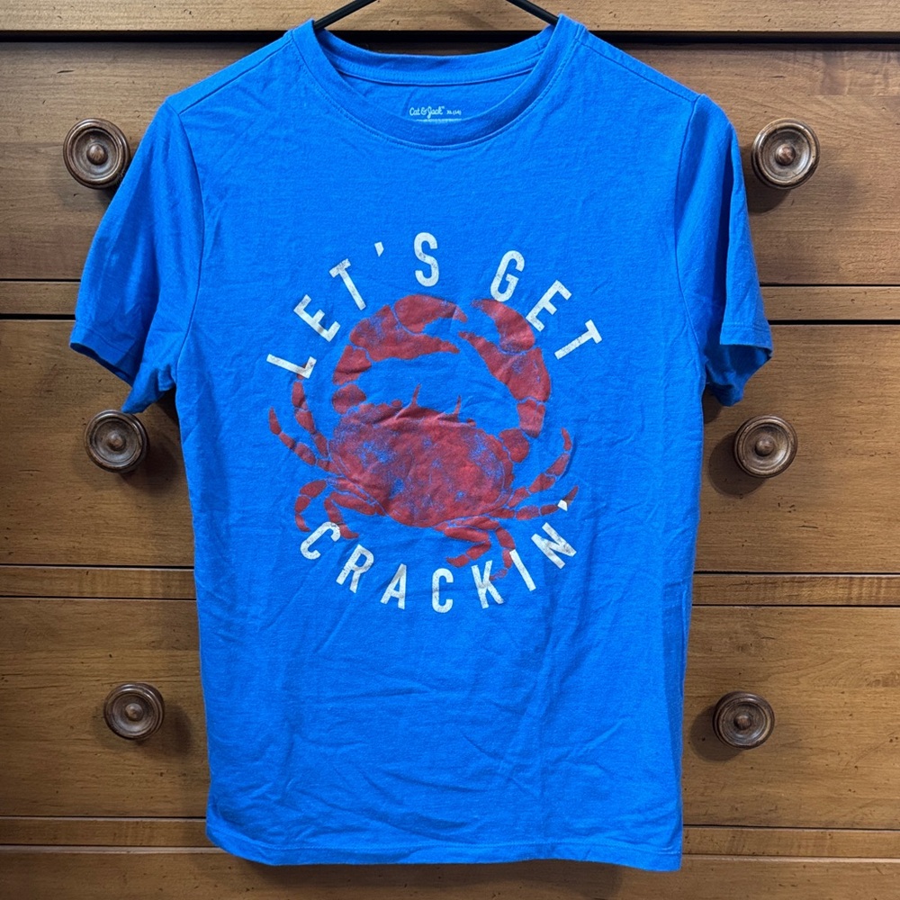 Cat & Jack Blue Tee with Red Crab Graphic